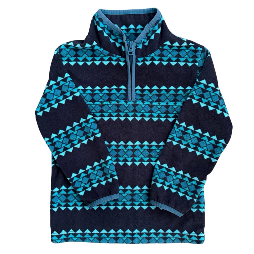 OshKosh B’gosh Girls Fleece Cozie ¼ Zip Jacket Size 5 Navy/Turquoise